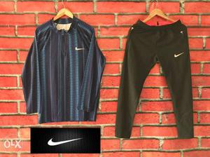 Gray Nike Long-sleeve Shirt And Black Sweatpants