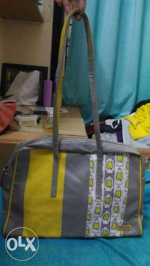 Gray, Yellow, And White Floral Tote Bag