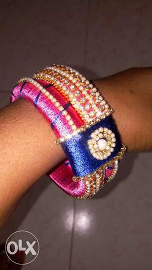 Handmade Pink Threaded Bracelets Size 2:6