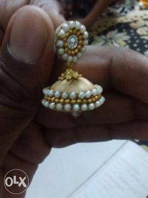 New Gold colour silk thread ear rings
