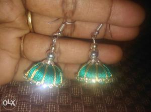 Pair Of Golden n sea Blue Earrings
