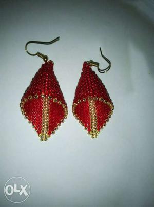 Pair Of Red And Gold Earrings