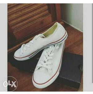Pair Of White Converse All Star Low Tops With Box