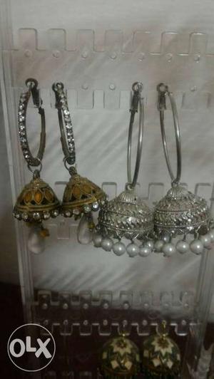 Pair of golden and silver jhumki. rs.50 each.