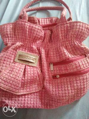Pink Leather Hand Bag