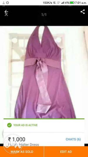 Purple Halter neck Dress