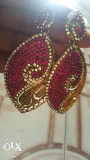 Red And Brown Diamond Earrings