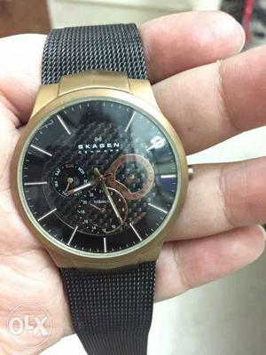 Round Black Skagen Chronograph Watch