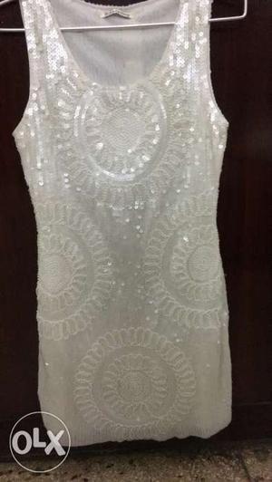 Sequin and bead NEW white exclusive dress. size