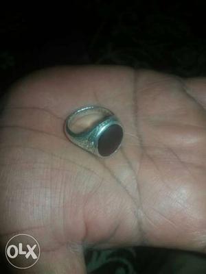 Silver Brown Gemstone Signet Ring