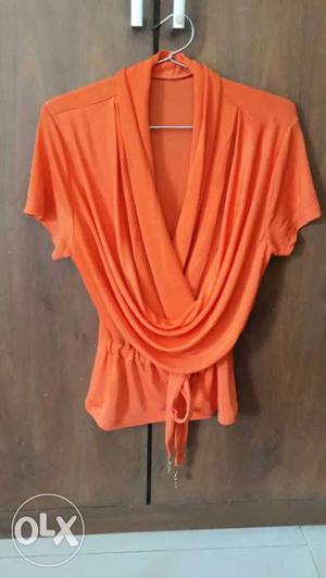 Women's Orange Short Sleeved Dress