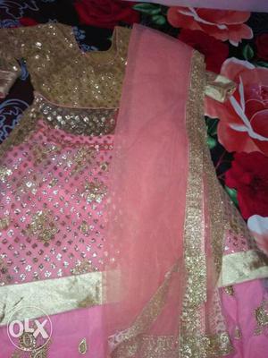 Women's Pink And Silver Sari