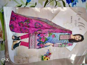 Women's Pink, Green, And Blue Floral Salwar Kameez Pack