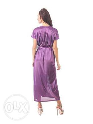 Women's Purple Satin Robe
