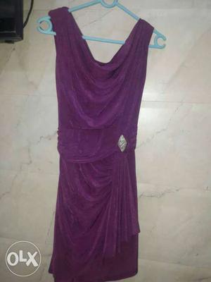 Women's Purple Scoop-neck Sleeveless Dress