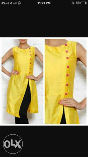 Yellow Crewneck Sleeveless Dress Screenshot