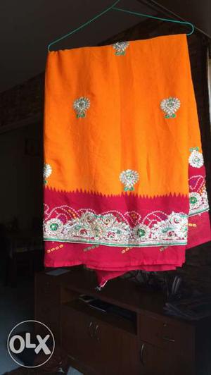 Yellows and red Jaipuri sari new