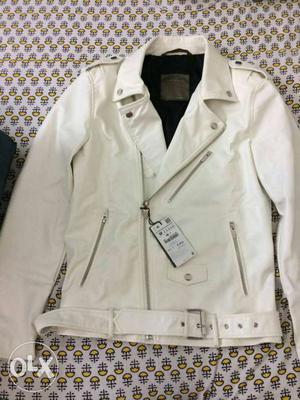 Zara White Leather- Biker Jacket