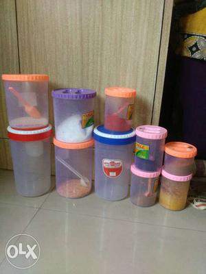 8 plastic jar with one big plastics bowl