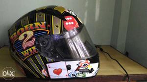 Black, Yellow, And Red Born 2 Full Face Helmet