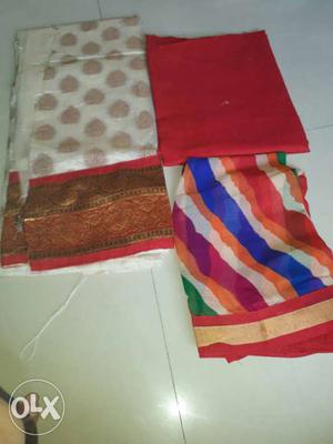 Chanderi silk semi stiched dress material...