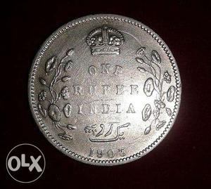 Edward Seven One rupee Silver Coin