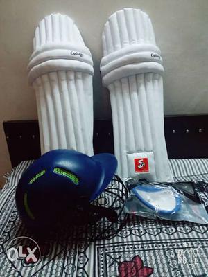 New White Knee Pads,Blue Helmet,L guard never used