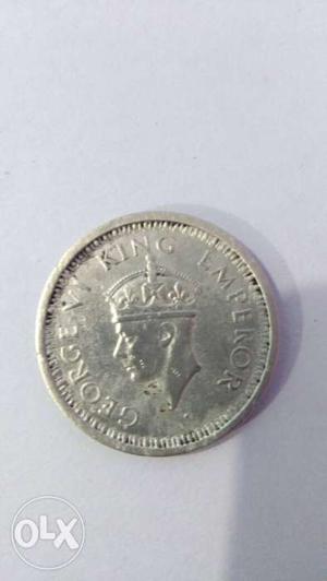 Old silver coin of GEORGE VI KING EMPEROR of 