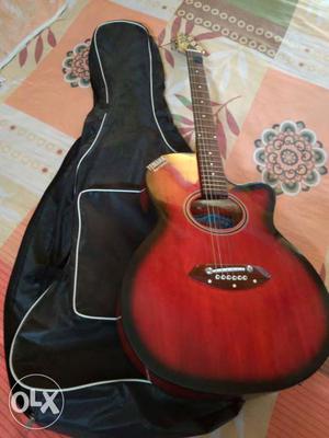 Red And Black Cutaway Acoustic Guitar With Bag