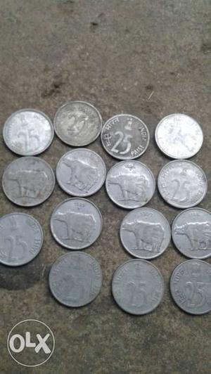 Silver 25 Paise Coins Collection