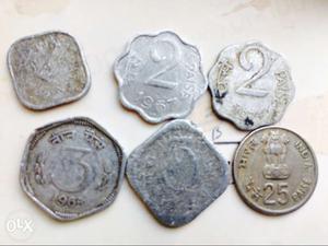 Six Indian Paise old era Coins