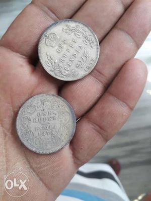 Two indian british silver coin  and  pure