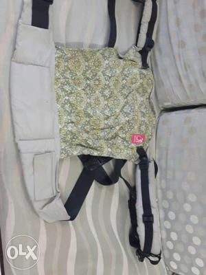 Baby's White And Green Floral Anmol Baby Carrier