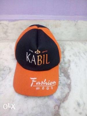 Black And Orange Kabil Fashin Wear Snapback Cap