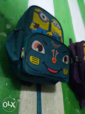 Blue And Yellow Minions Print Backpack