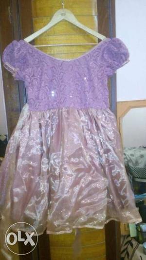 Girl's Pink And Purple Mesh Dress
