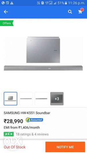 Gray Samsung HW-K551 Soundbar 3.1 home theatre sealed piece