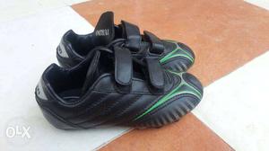 Toddler's Black-and-green Leather Velcro Shoes