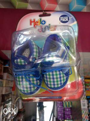 Toddler's Blue-and-green Hello Junior Shoes In Pack