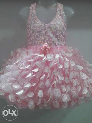 White And Pink Floral V Neck Sleeveless Dress