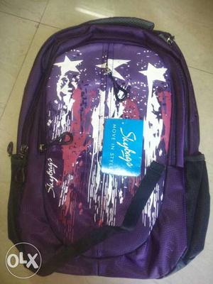 White, Black, And Purple Backpack