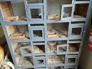 4 Grey Wooden Pet Cages
