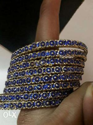 Blue colour metal bangles party wear 2.4 size