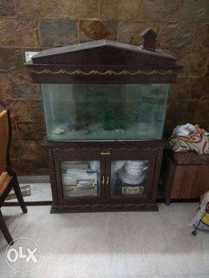 Brown Wooden Fish Tank Rack And Cabinet