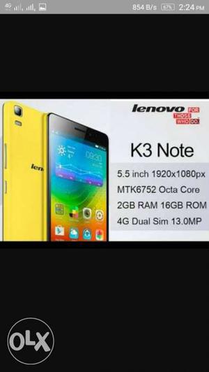 Lenovo k3 note.one year old.bill charger