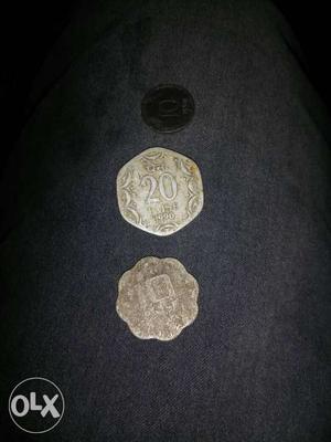 Scallop And Hexagon Silver Indian Coins
