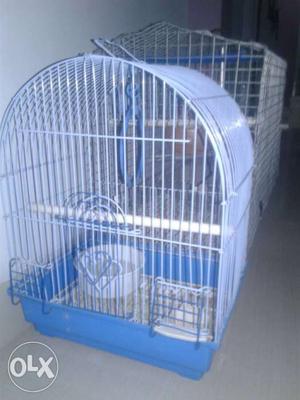 Two White And Gray Steel Pet Cages