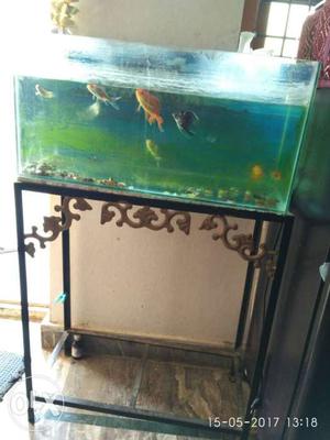 Black Metal Framed Ornate Fish Tank Stand