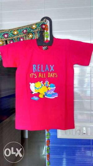 Red Blue And Yellow Relax Print Crew Neck Shirt