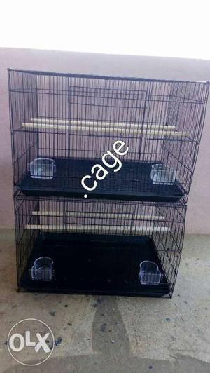 Two Black Steel Pet Cage